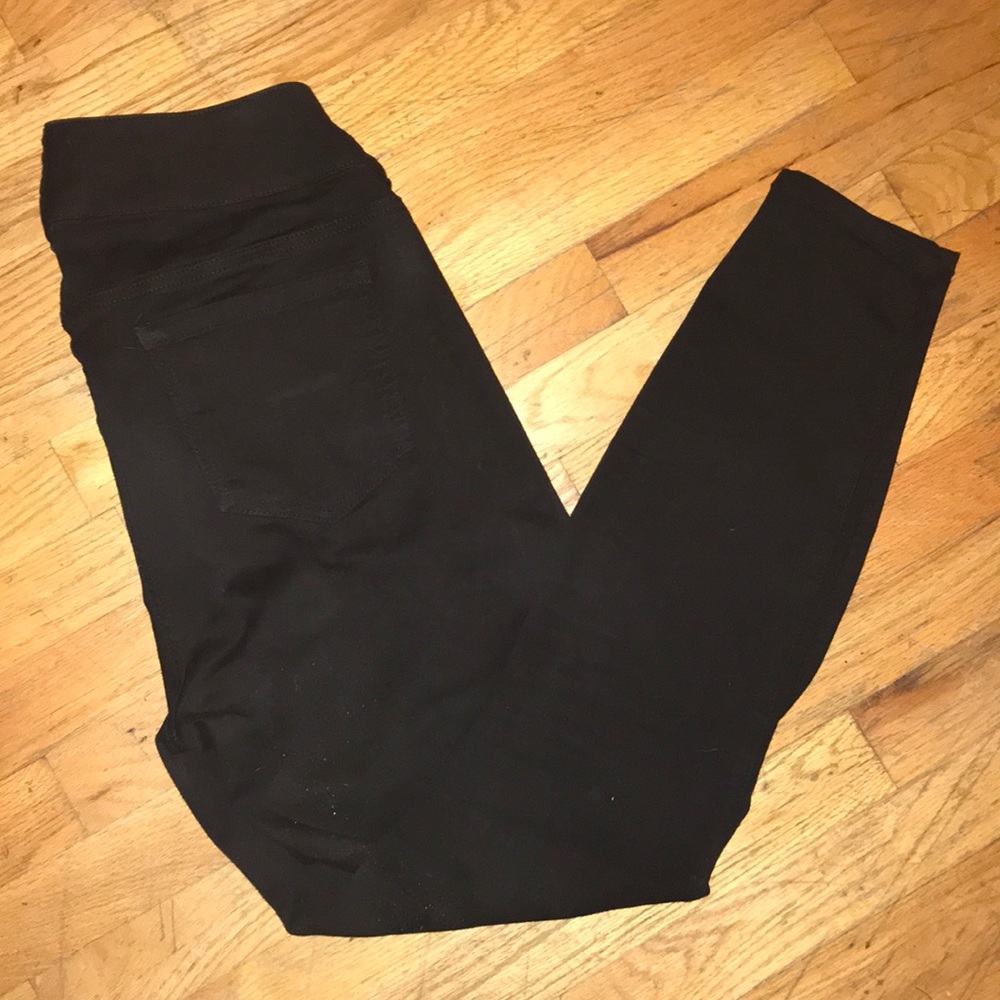 Black denim straight leg skinny jeans